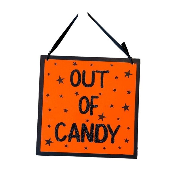 Halloween Decor Bundle: Framed Pumpkin Print Trick Or Treat Sign Broom Parking W - Picture 5 of 7